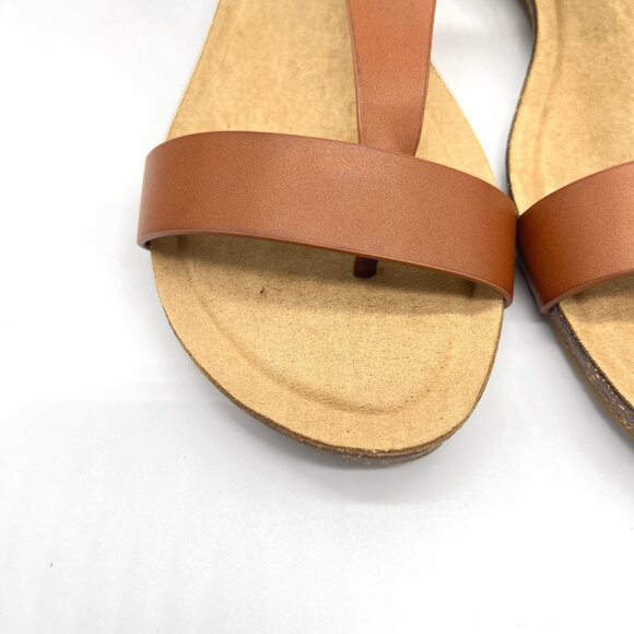 Kenneth Cole Reaction Womens 9.5 Great Gal Toffee Brown Low Wedges Sandals Shoes - Picture 4 of 13